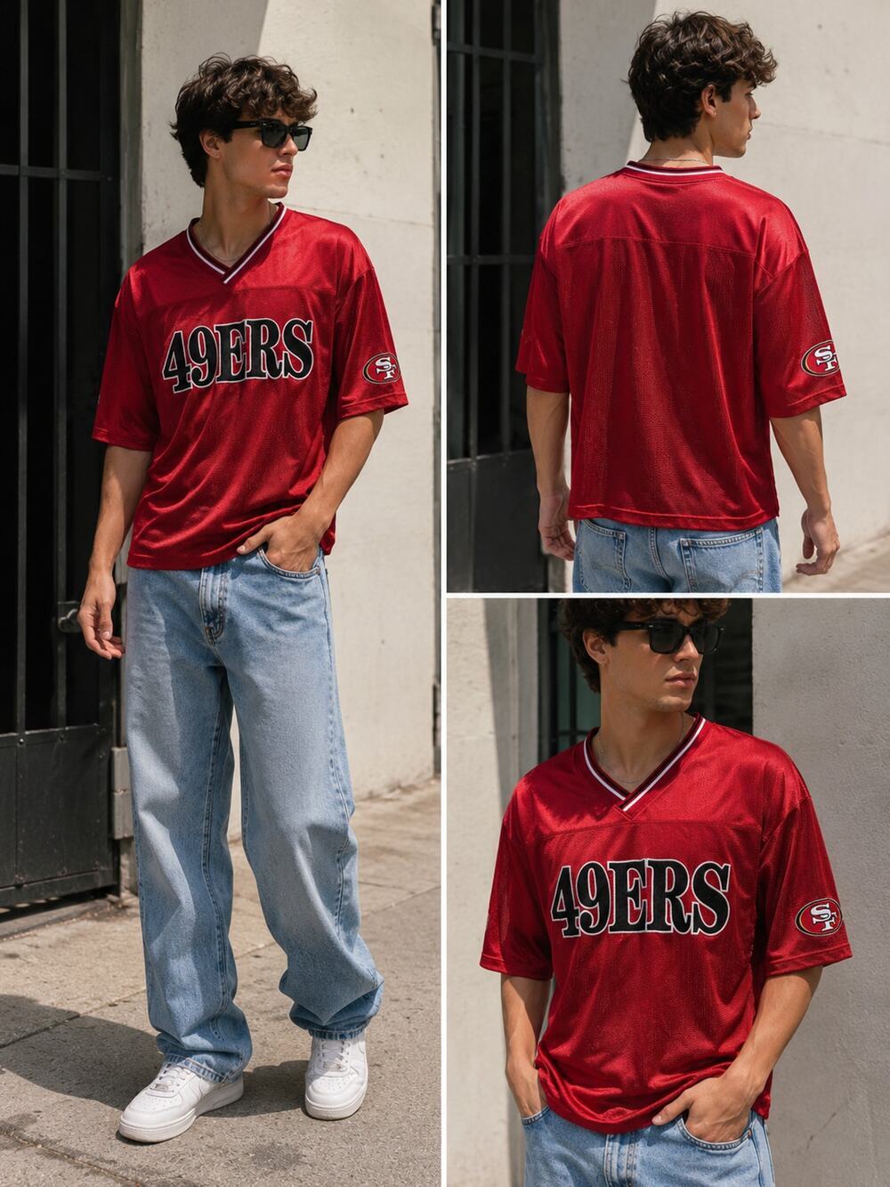 Vintage San Francisco 49ers NFL Jersey Mens Medium Red V-Neck Football Shirt USA